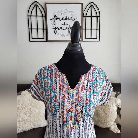Savanna Jane Embroidered Multi Media Blouse Boho Chic Women's Size S Retro - Picture 4 of 12